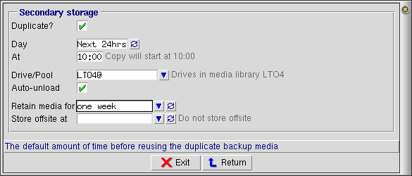 Figure 3 — Defining media duplication to occur after the backup job has completed