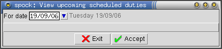 Figure 11 — Upcoming scheduled duties—selecting a day to display